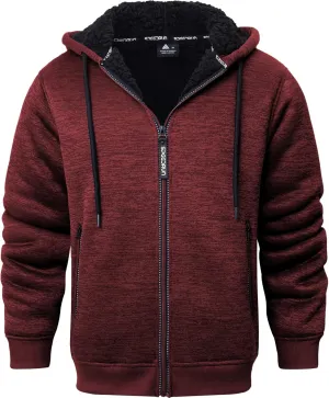 Little Beauty Men Hoodies Full Zip Up Jacket Fleece Sherpa Lined Heavyweight Sweashirts Winter