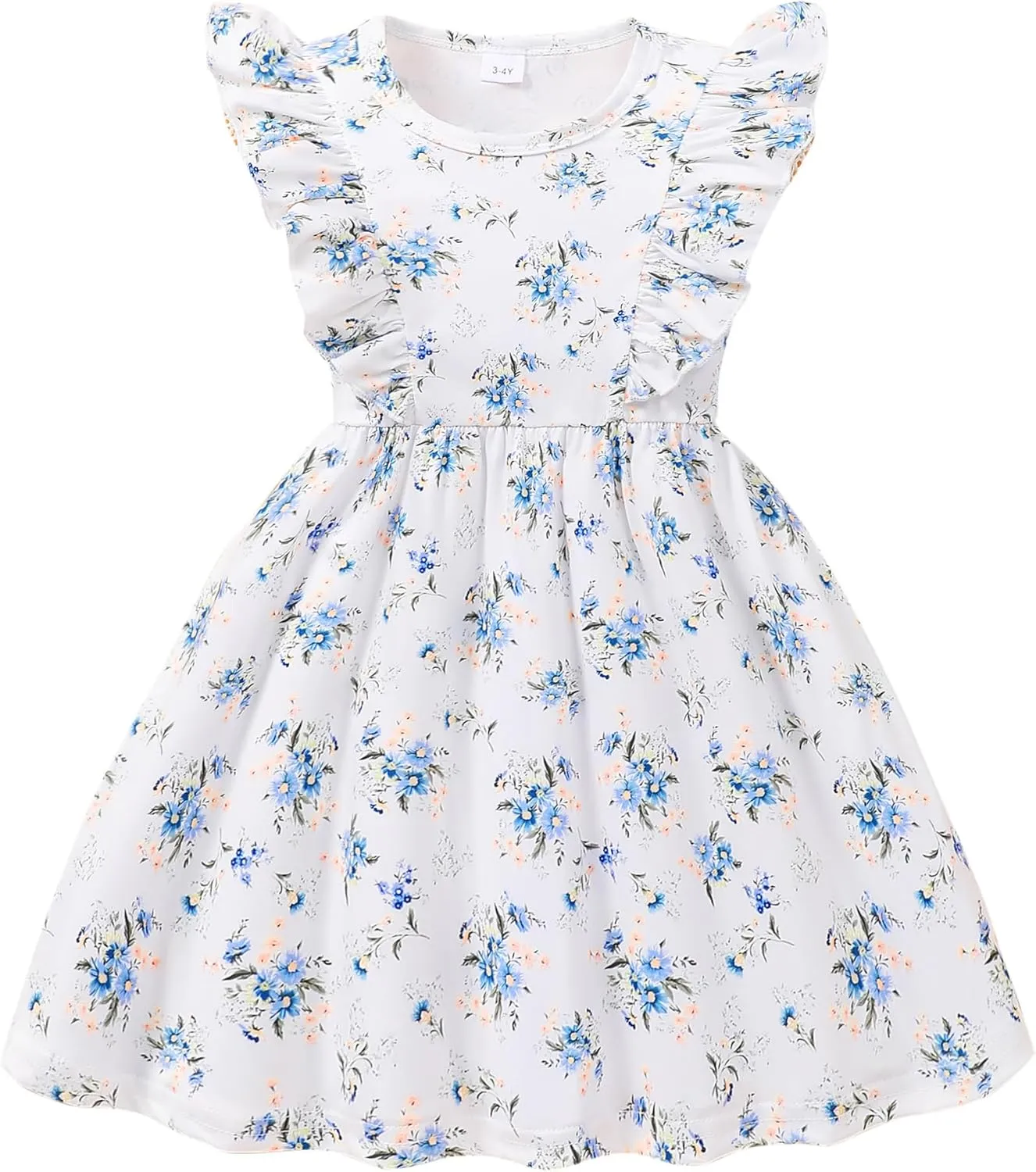 Little Girls A-line Dress Cute Leopard Mermaid Pattern Ruffle Sundress Toddler Girl Casual Dresses for Party 2-7Y
