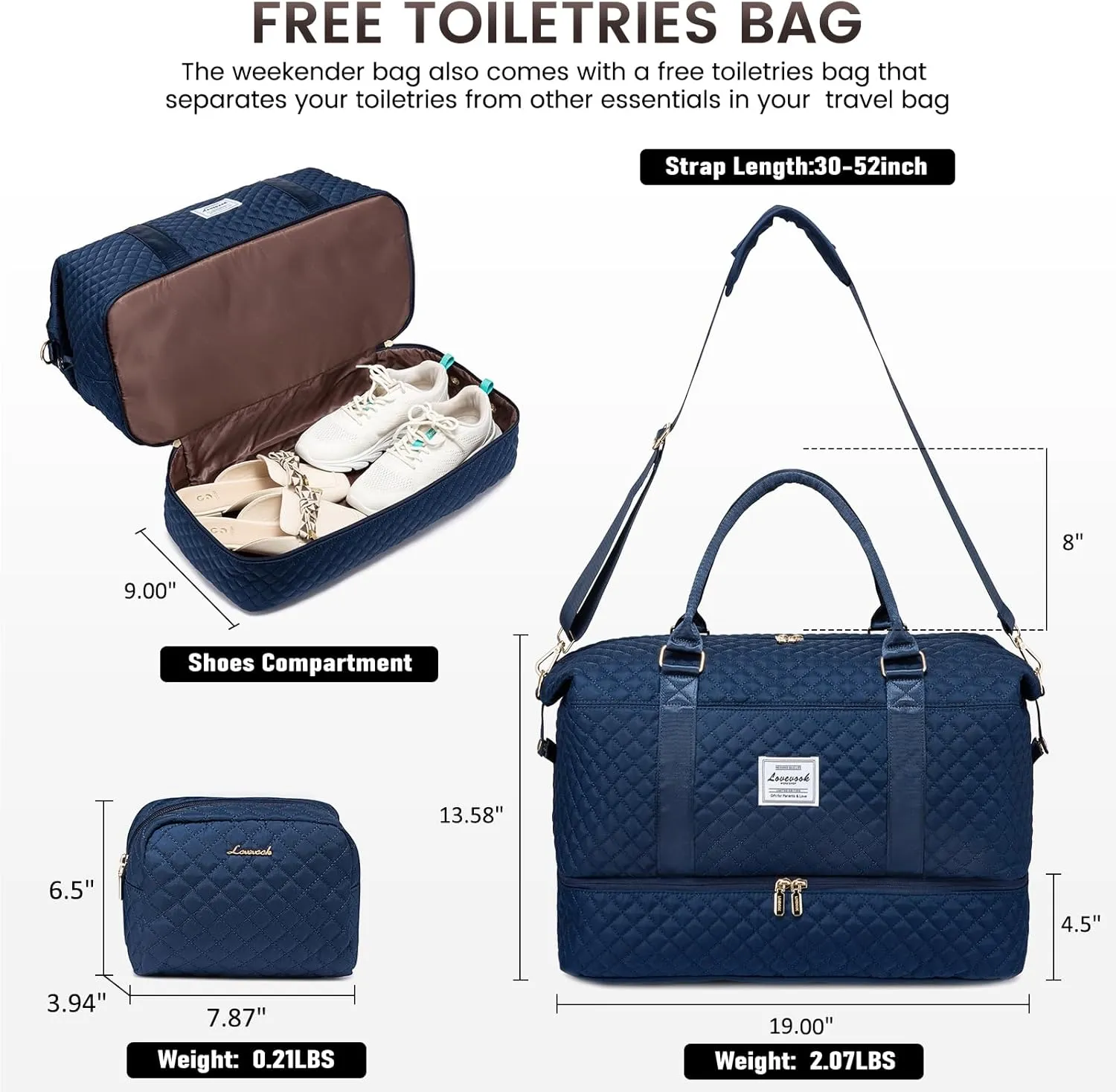 LOVEVOOK Travel Duffle Bag,Weekender Bags for Women with Shoe CompartmentCarry on Overnight Bag with Toiletry Bag,Gym Duffel Bag with Wet Pocket, Hospital Bags for Labor and Delivery