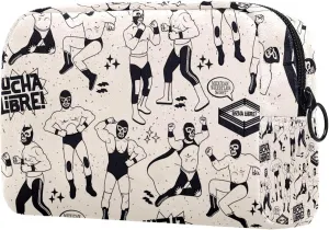Lucha Libre Small Makeup Bag for Purse, Portable Cosmetic Bag Zipper Makeup Pouch for Women, Stationery, Toiletries, Travel Accessories
