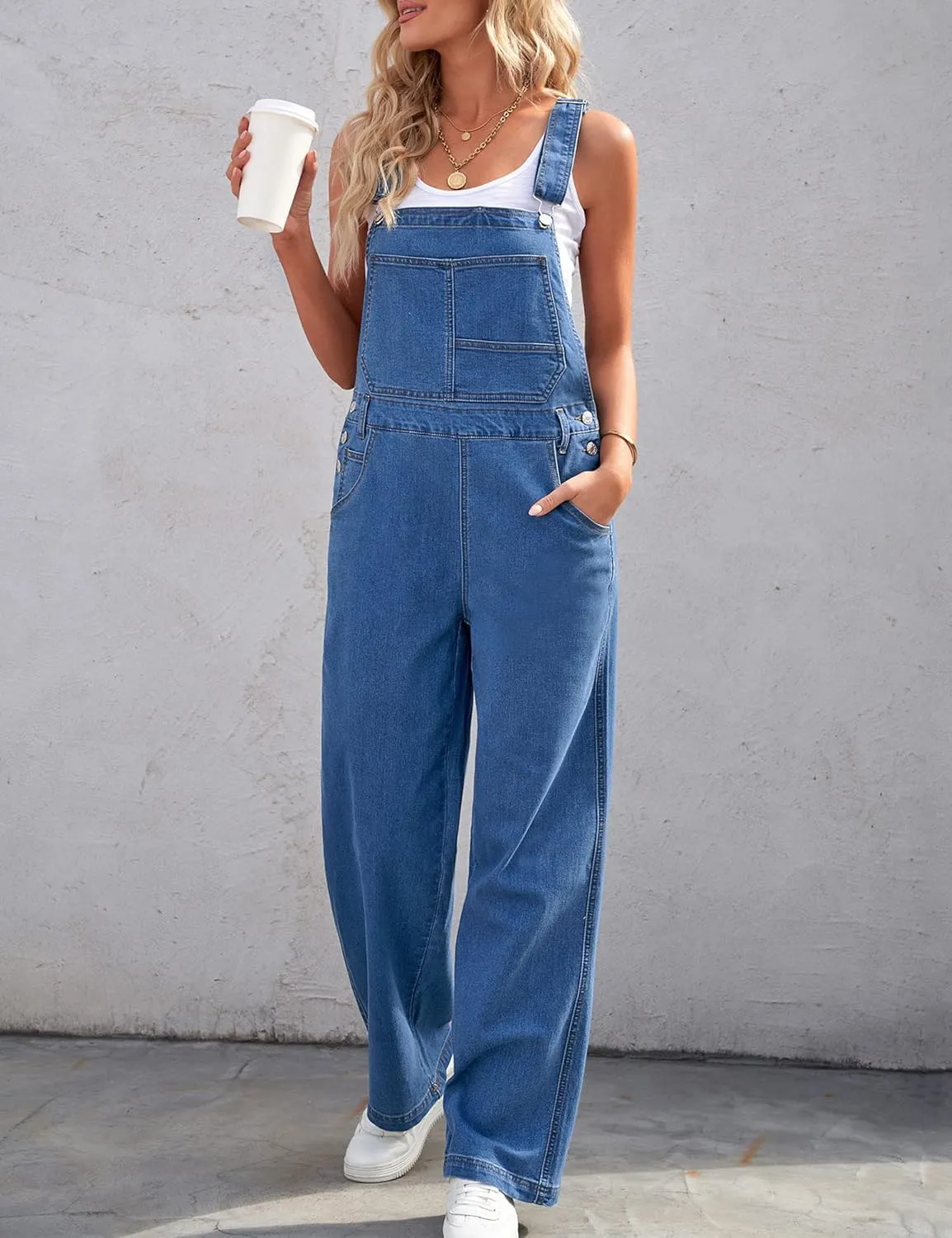 luvamia Overalls Women Loose Fit Denim Bib Baggy Overall Jumpsuit Straight Wide Leg Stretchy Jean Pants Fashion