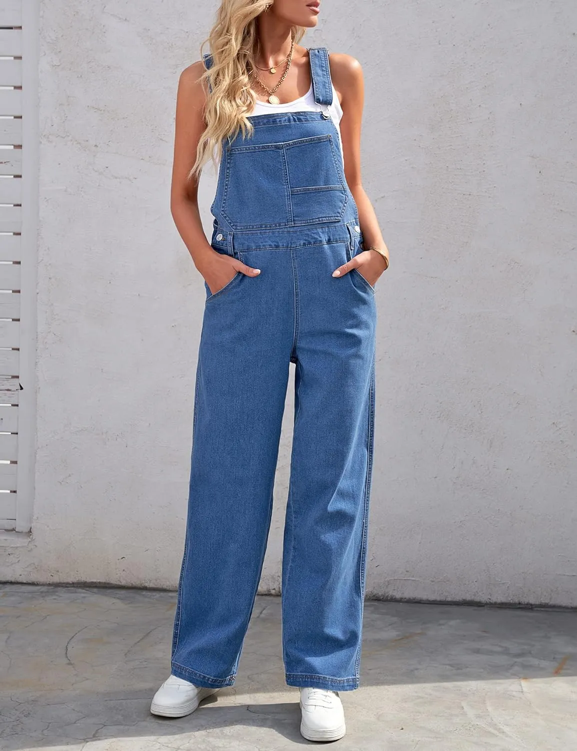 luvamia Overalls Women Loose Fit Denim Bib Baggy Overall Jumpsuit Straight Wide Leg Stretchy Jean Pants Fashion