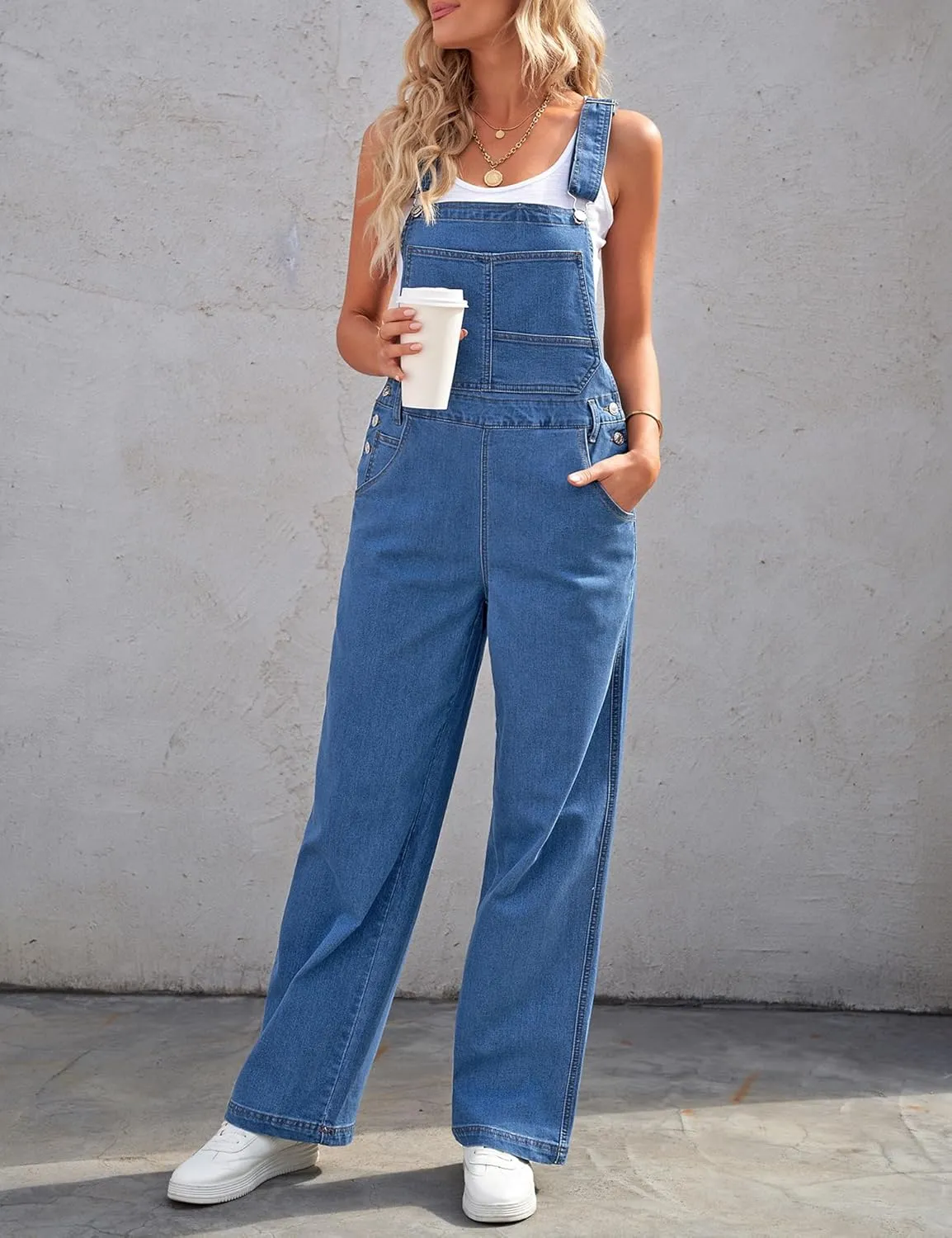luvamia Overalls Women Loose Fit Denim Bib Baggy Overall Jumpsuit Straight Wide Leg Stretchy Jean Pants Fashion