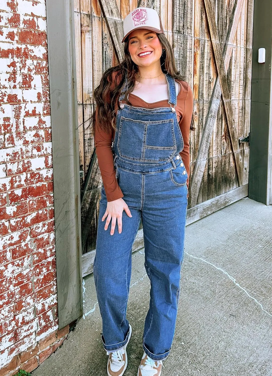 luvamia Overalls Women Loose Fit Denim Bib Baggy Overall Jumpsuit Straight Wide Leg Stretchy Jean Pants Fashion