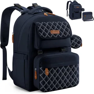 Maelstrom Diaper Bag Backpack - Expandable Large Baby Bag for 2 Kids/Twins Baby Stuff (45L MAX), with Removable Cross Body Bottle Bag for Mom/Dad,Stylish Nappy Bag Gift for Boys/Girl-Navy Blue