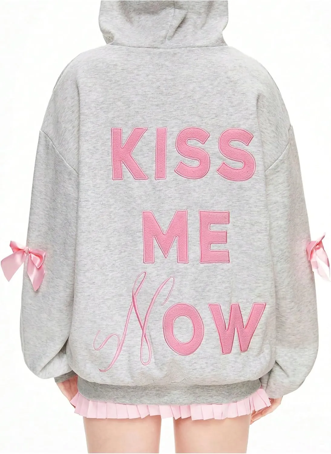 MakeMeChic Women's Letter Graphic Long Sleeve Hooded Sweatshirt Drop Shoulder Oversized Hoodies Top