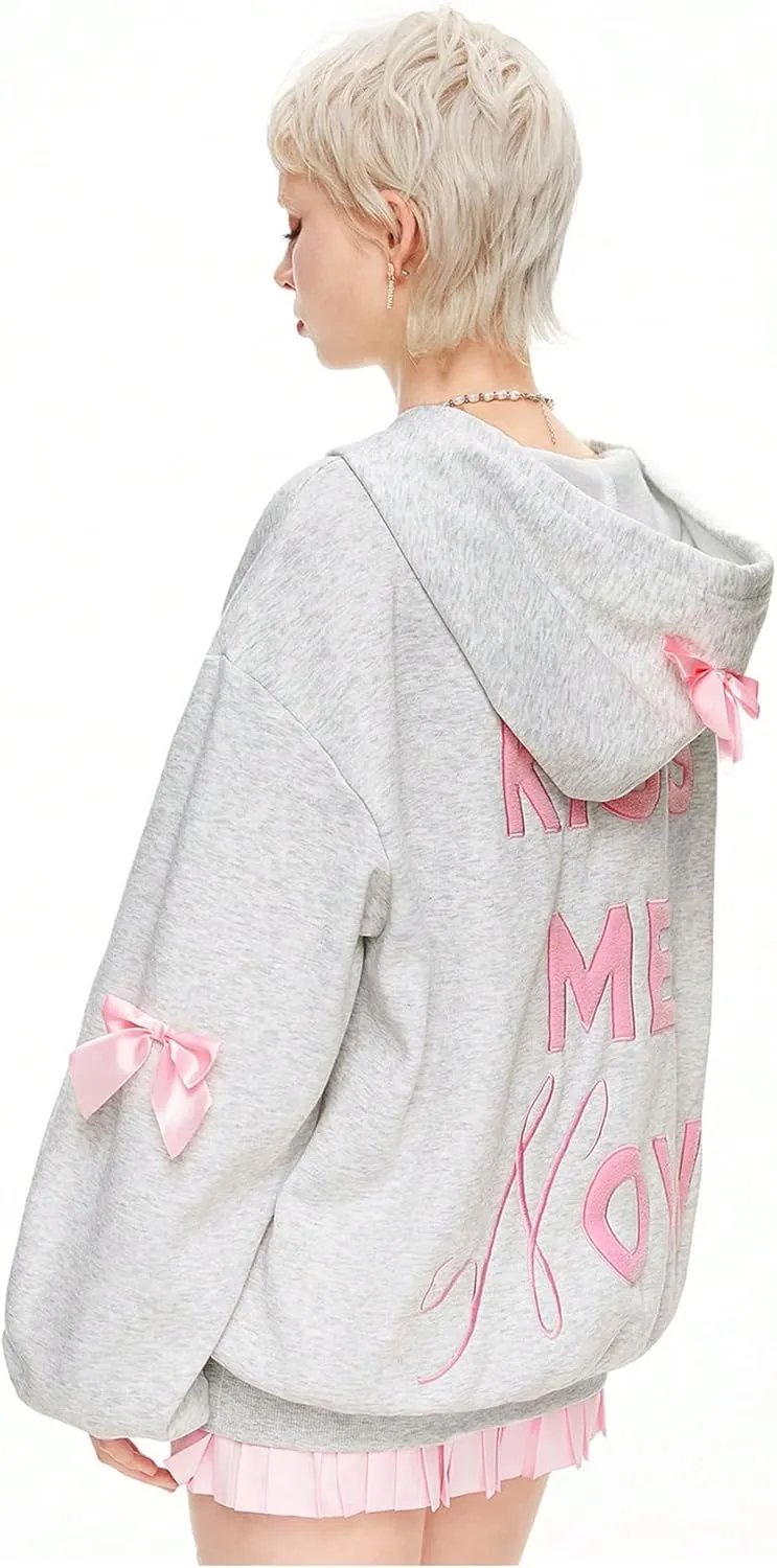MakeMeChic Women's Letter Graphic Long Sleeve Hooded Sweatshirt Drop Shoulder Oversized Hoodies Top