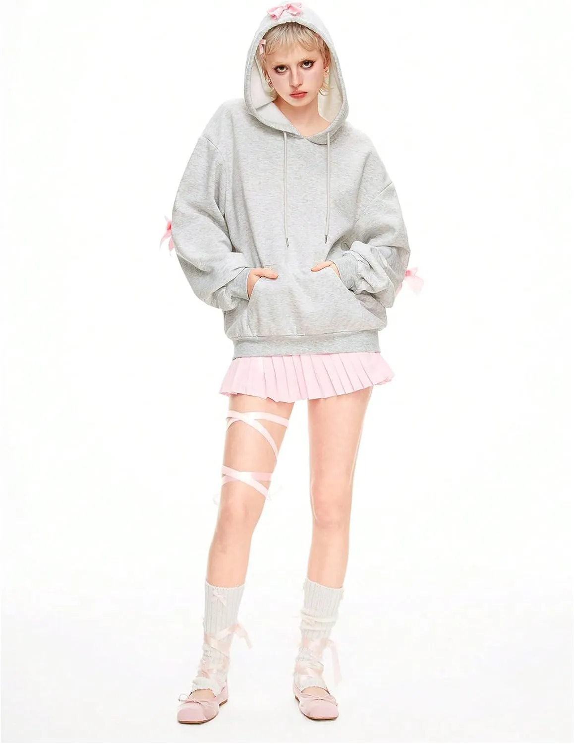 MakeMeChic Women's Letter Graphic Long Sleeve Hooded Sweatshirt Drop Shoulder Oversized Hoodies Top