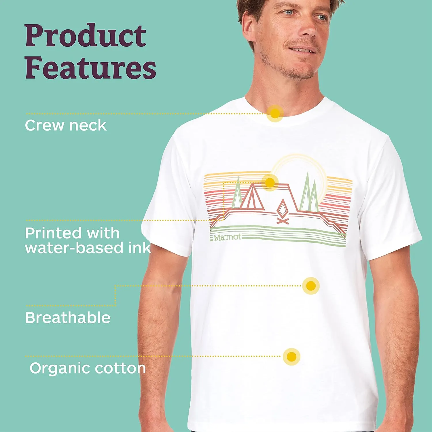 MARMOT Men's Logo T-Shirts - Printed Graphic on Cotton Tee