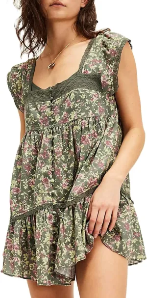 Meiweileya Women Y2k Boho Patchwork Mini Dress Floral Print Tie Back Tiered Ruffle Dress V Neck Layered Flowy Short Dress