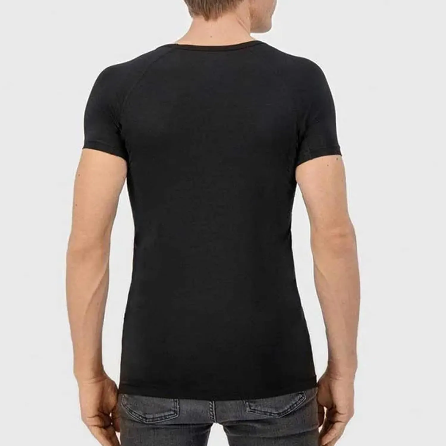 Men Crew Neck Undershirts with Sweatproof Solid T Shirt with Pads Modal Tops
