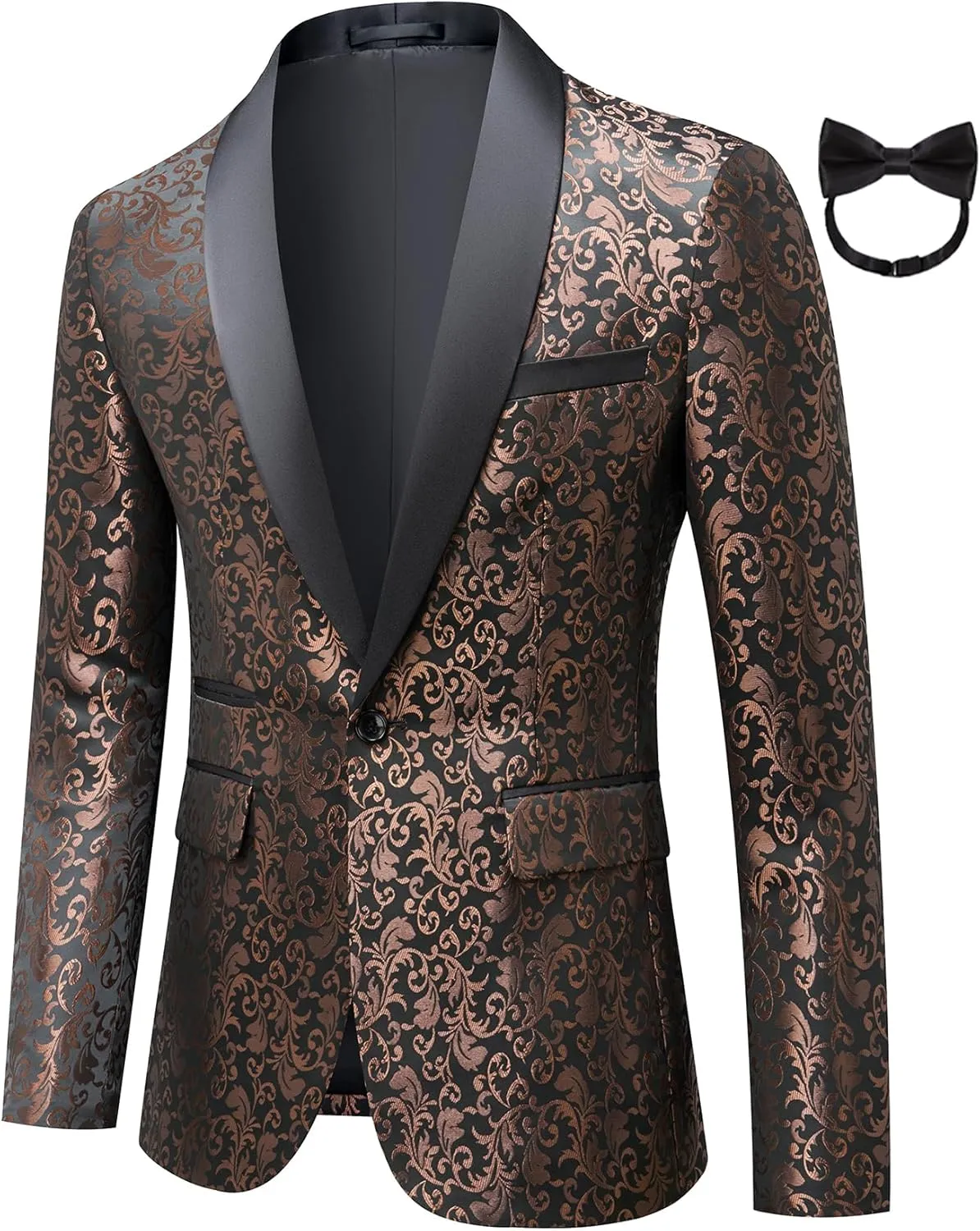 Mens 2 Piece Floral Tuxedo Jacket Paisley Shawl Lapel Suit Blazer Jacket for Dinner,Prom,Wedding