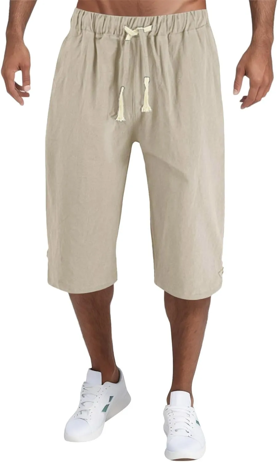 Mens Fashion Casual Simple Solid Color Lumbar Frenum Pants Calf Length Trousers Chinos Pants Men Stretch
