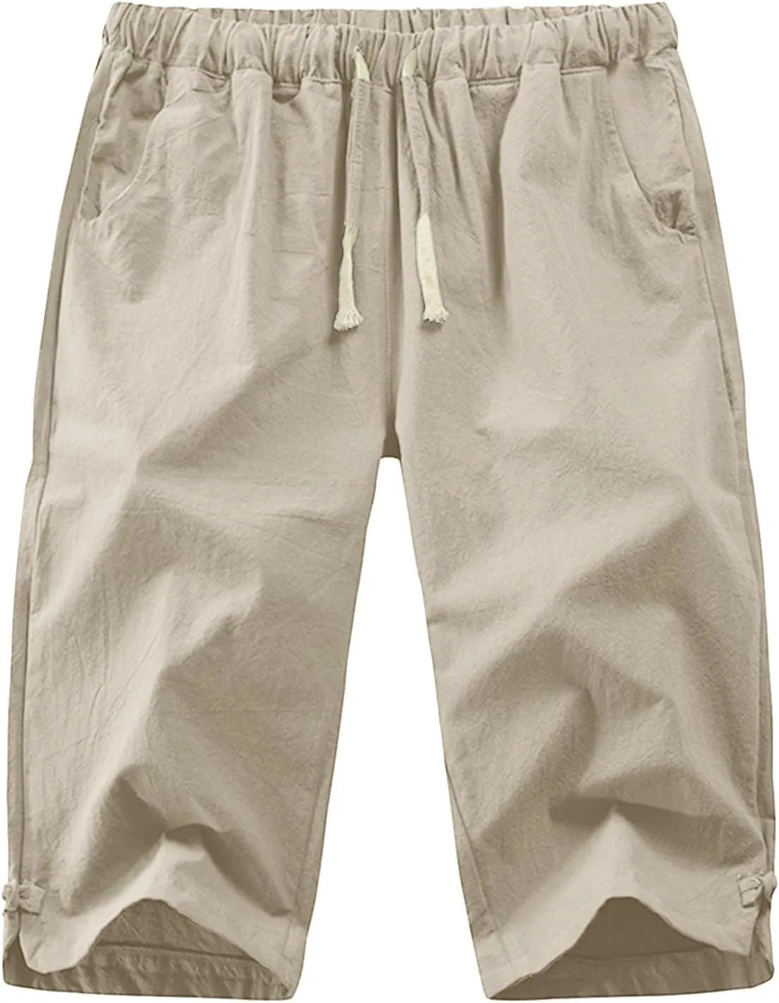 Mens Fashion Casual Simple Solid Color Lumbar Frenum Pants Calf Length Trousers Chinos Pants Men Stretch