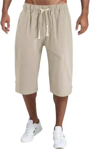 Mens Fashion Casual Simple Solid Color Lumbar Frenum Pants Calf Length Trousers Chinos Pants Men Stretch