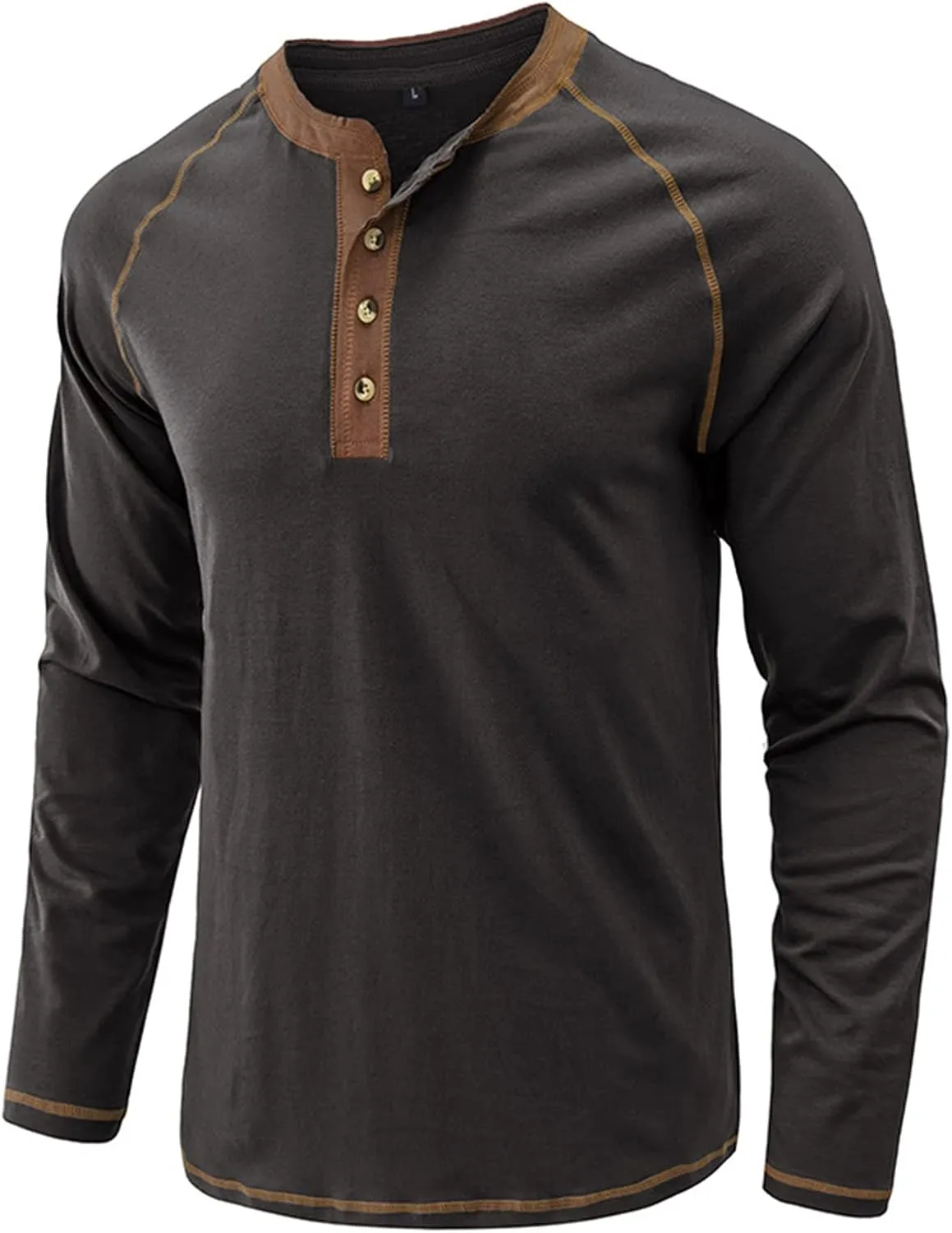 Men's Henley Shirt Long Sleeve Thermal Underwear Henley Top Casual Slim Fit Lightweight 5 Button T Shirts