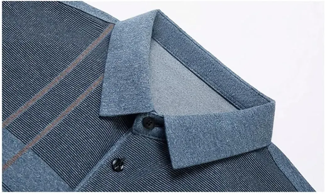 Men's Long Sleeve Pocket Striped Polo Shirt Casual T-Shirts Top Autumn