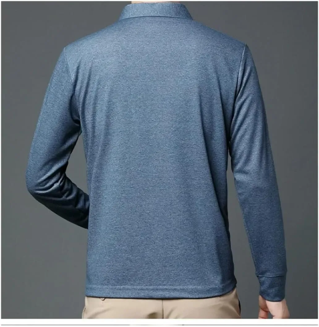 Men's Long Sleeve Pocket Striped Polo Shirt Casual T-Shirts Top Autumn