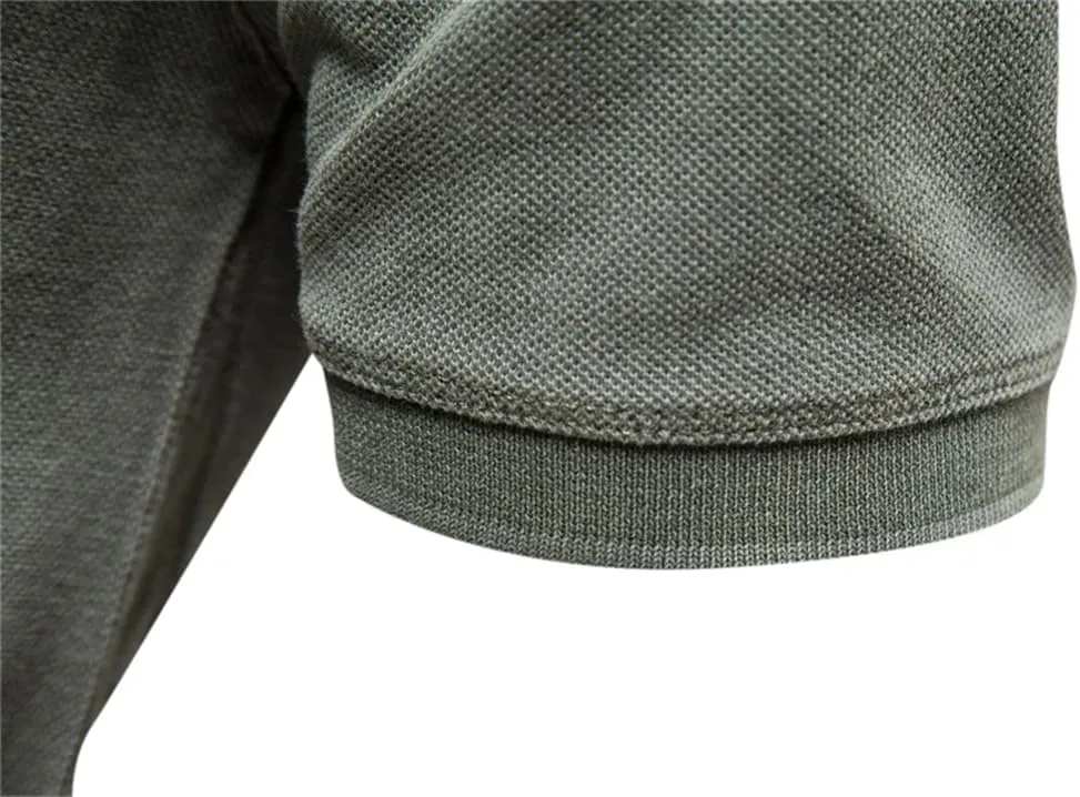 Men's Polo Shirt Cotton Solid Color Casual Short Sleeve Buttons Lapel Tee Tops T-Shirts