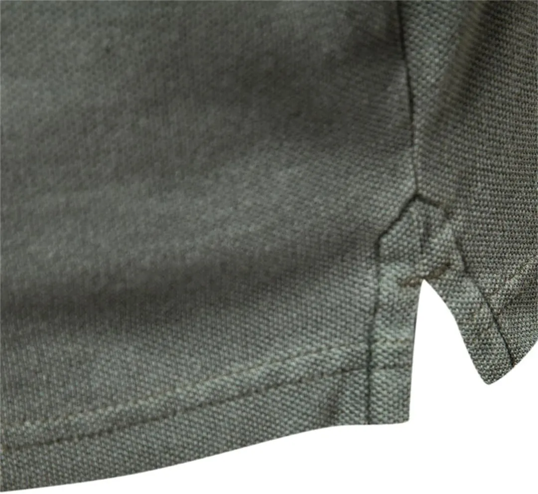 Men's Polo Shirt Cotton Solid Color Casual Short Sleeve Buttons Lapel Tee Tops T-Shirts