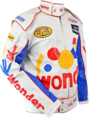 Men's Ricky Bobby Wonder Bread Racing Jacket-Wonder Jacket Ricky Bobby Jacket-White Faux Leather (as1, alpha, xx_s, regular, regular)