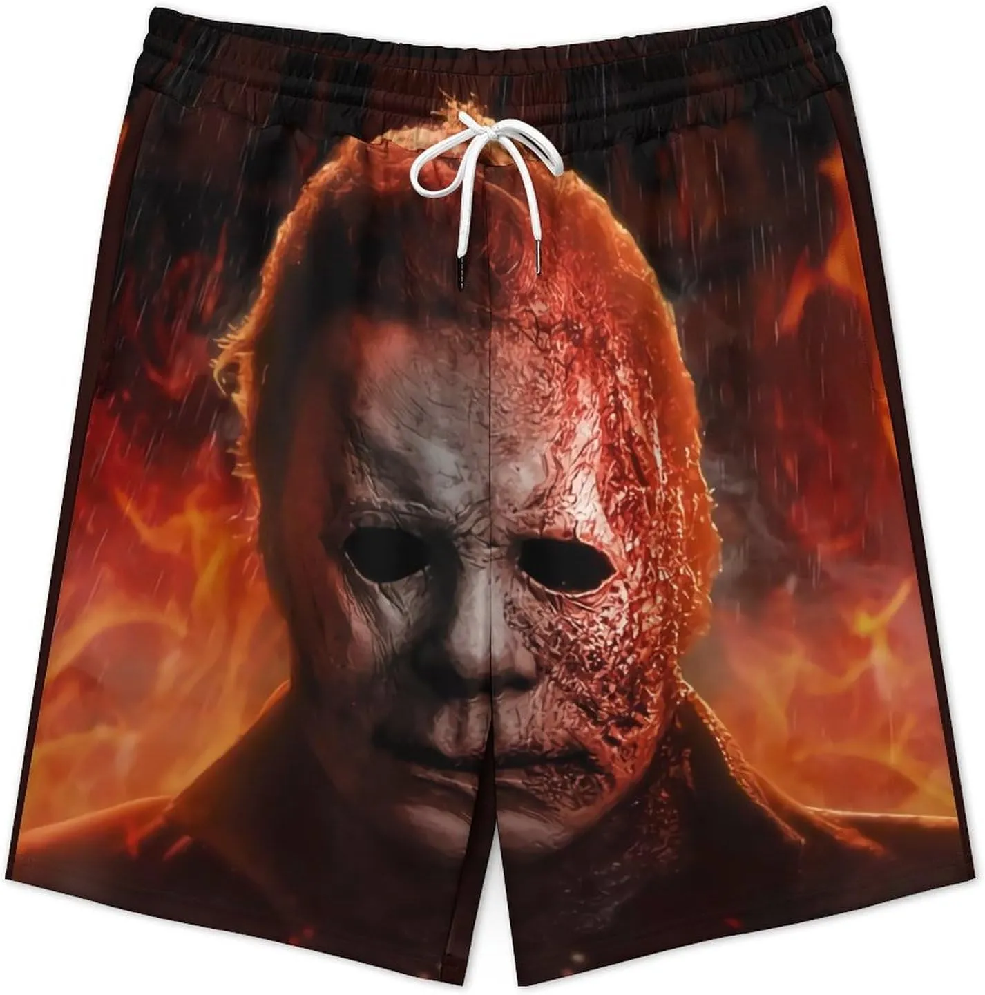 Men's Short Sweatpants Halloween Michael Myers Beachwear Hawaiian Short Pants Swimsuits Beach Shorts with Pockets