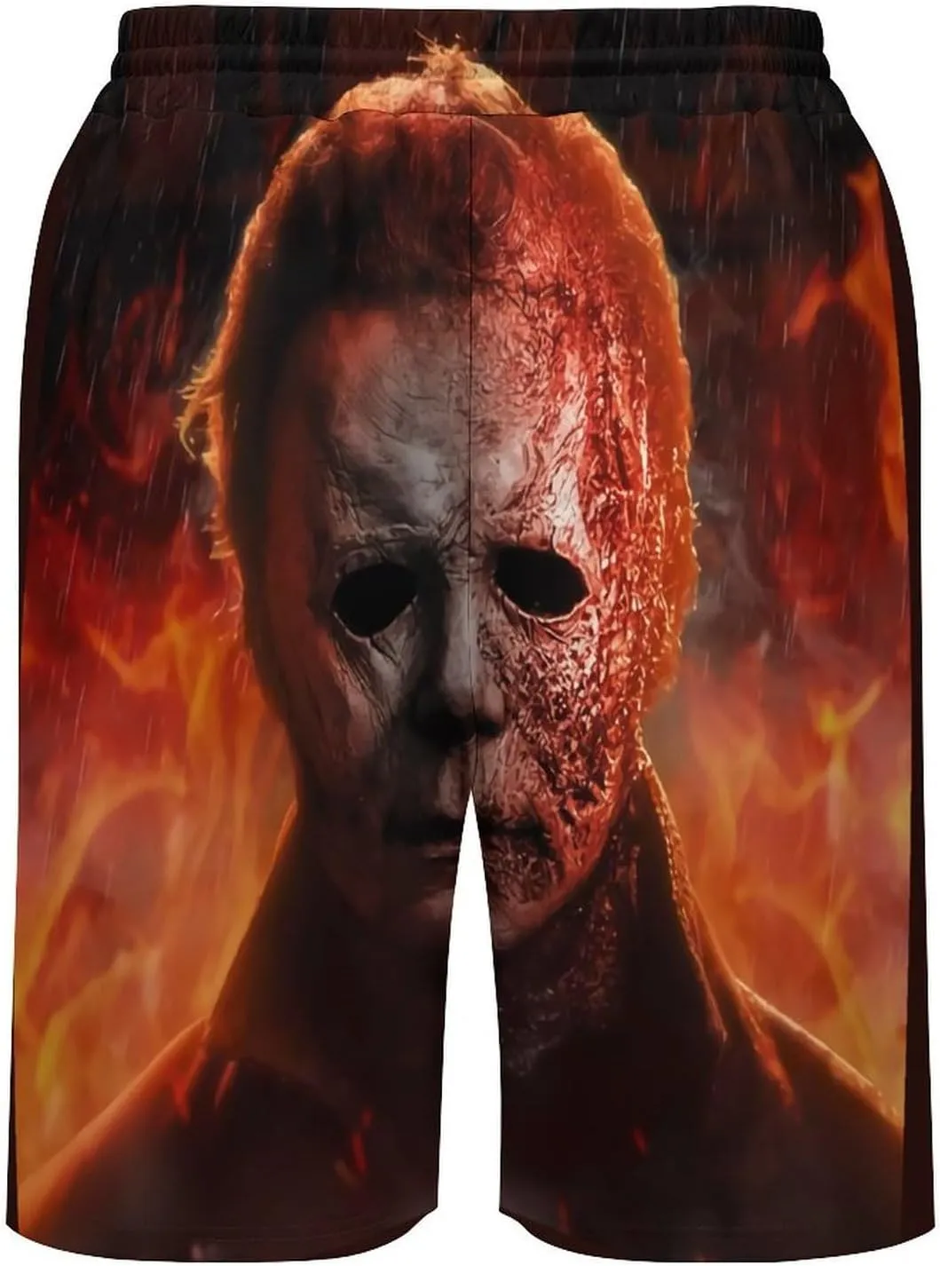Men's Short Sweatpants Halloween Michael Myers Beachwear Hawaiian Short Pants Swimsuits Beach Shorts with Pockets