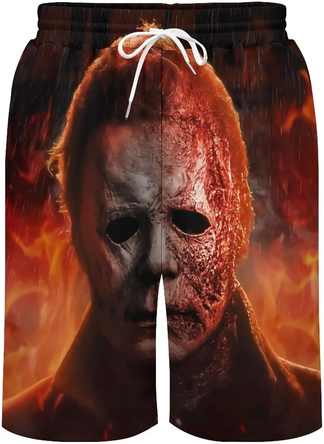 Men's Short Sweatpants Halloween Michael Myers Beachwear Hawaiian Short Pants Swimsuits Beach Shorts with Pockets