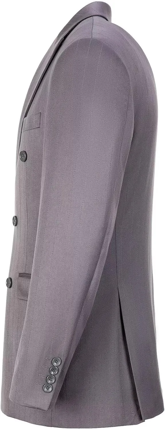 Mens Suits 3 Piece Plaid Slim Fit Tuxedo Double Breasted Prom Dress Suits Men Jackets Blazer Vest and Pants with Tie