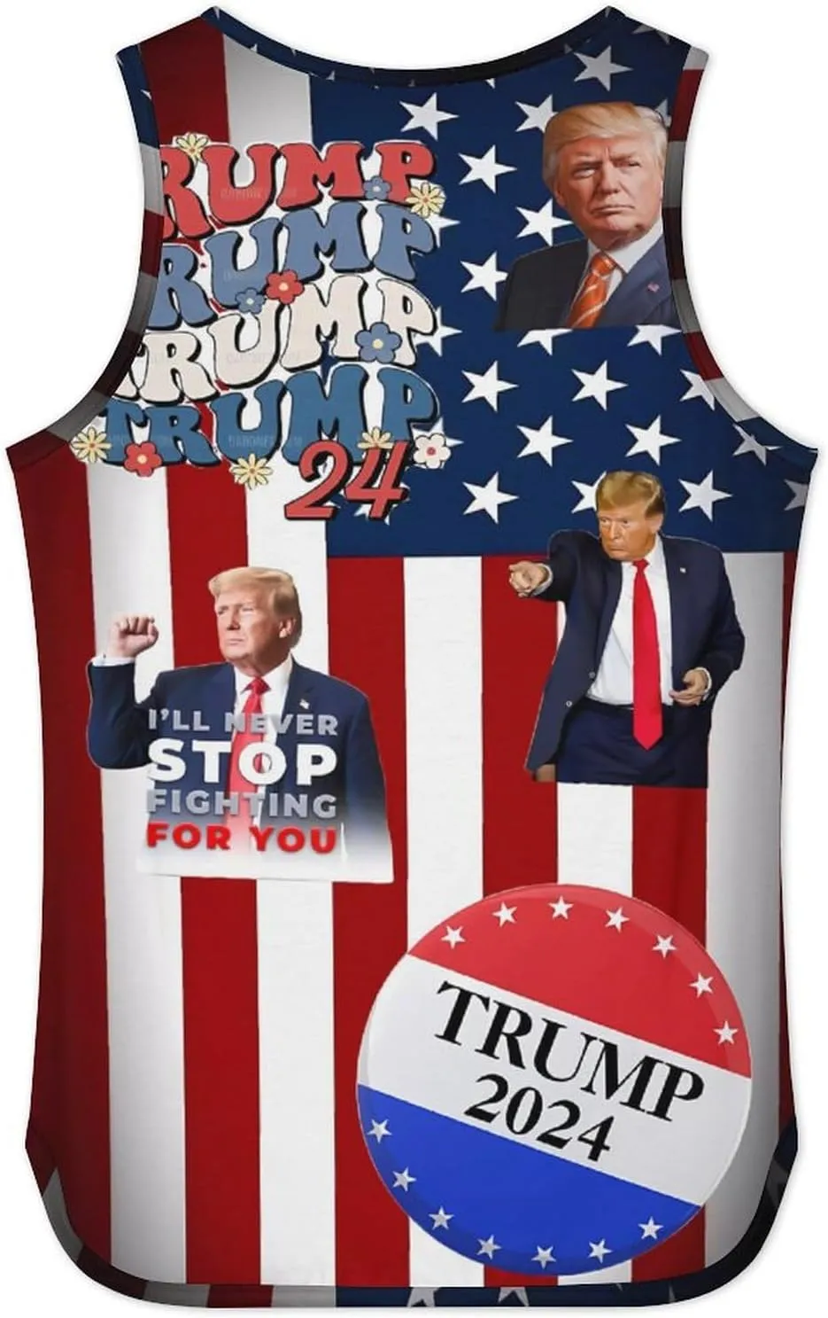Mens Tank Tops Trump Casual Summer T-Shirts Beach Sleeveless Shirt Lightweight Casual Tee Shirt