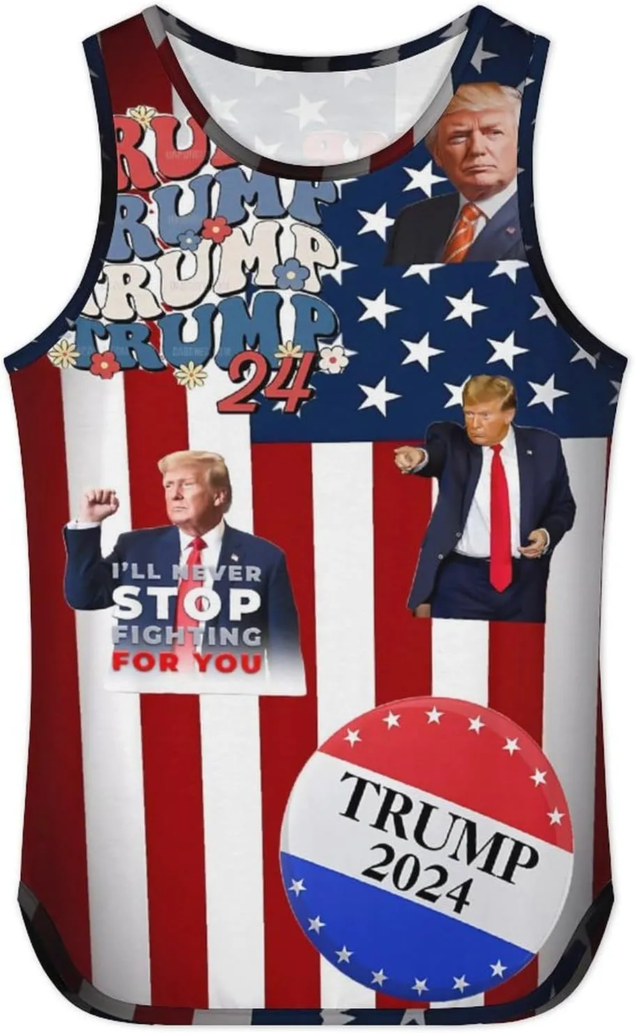 Mens Tank Tops Trump Casual Summer T-Shirts Beach Sleeveless Shirt Lightweight Casual Tee Shirt
