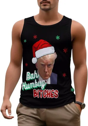 Mens Tank Tops Trump Casual Summer T-Shirts Beach Sleeveless Shirt Lightweight Casual Tee Shirt
