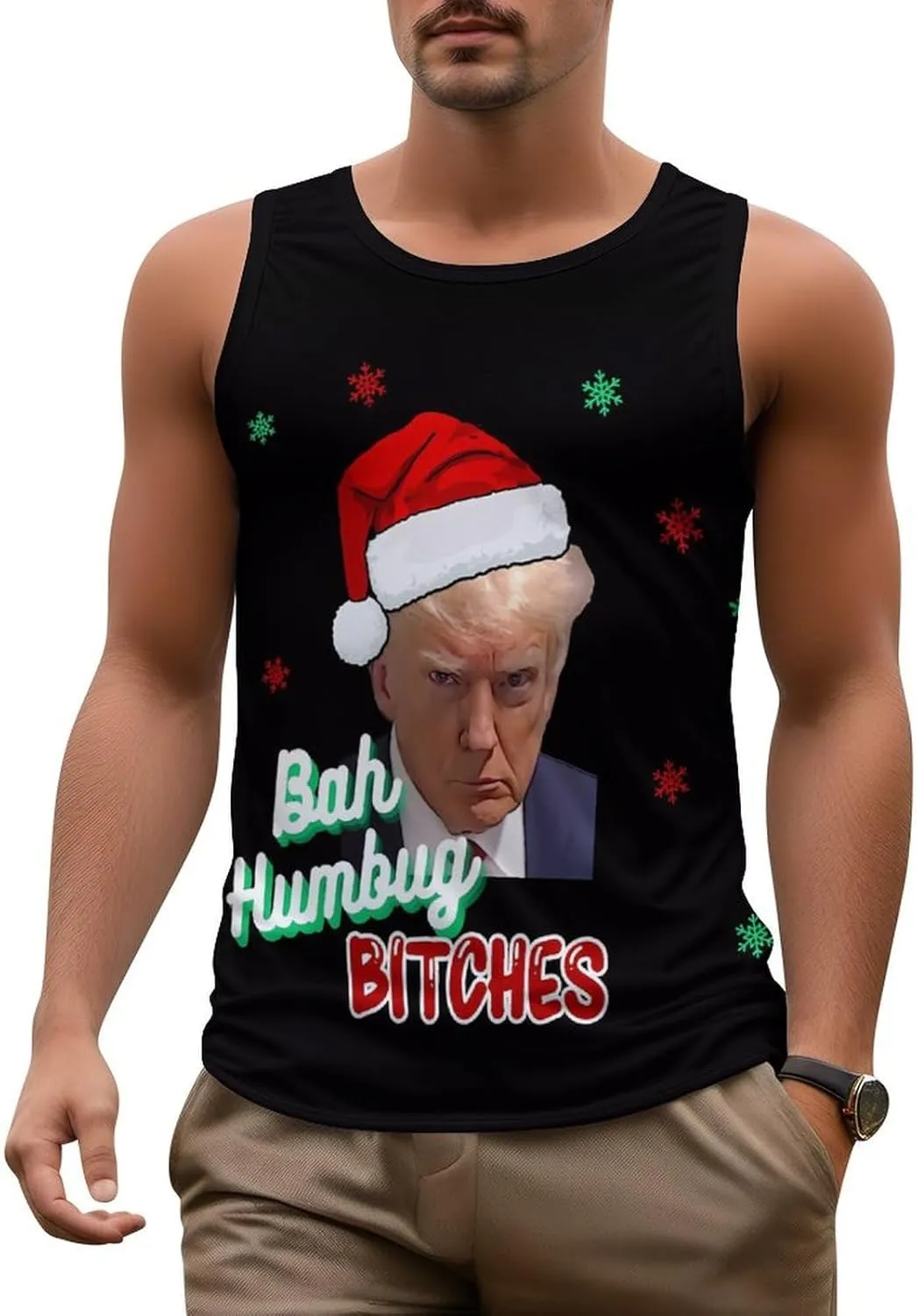 Mens Tank Tops Trump Casual Summer T-Shirts Beach Sleeveless Shirt Lightweight Casual Tee Shirt