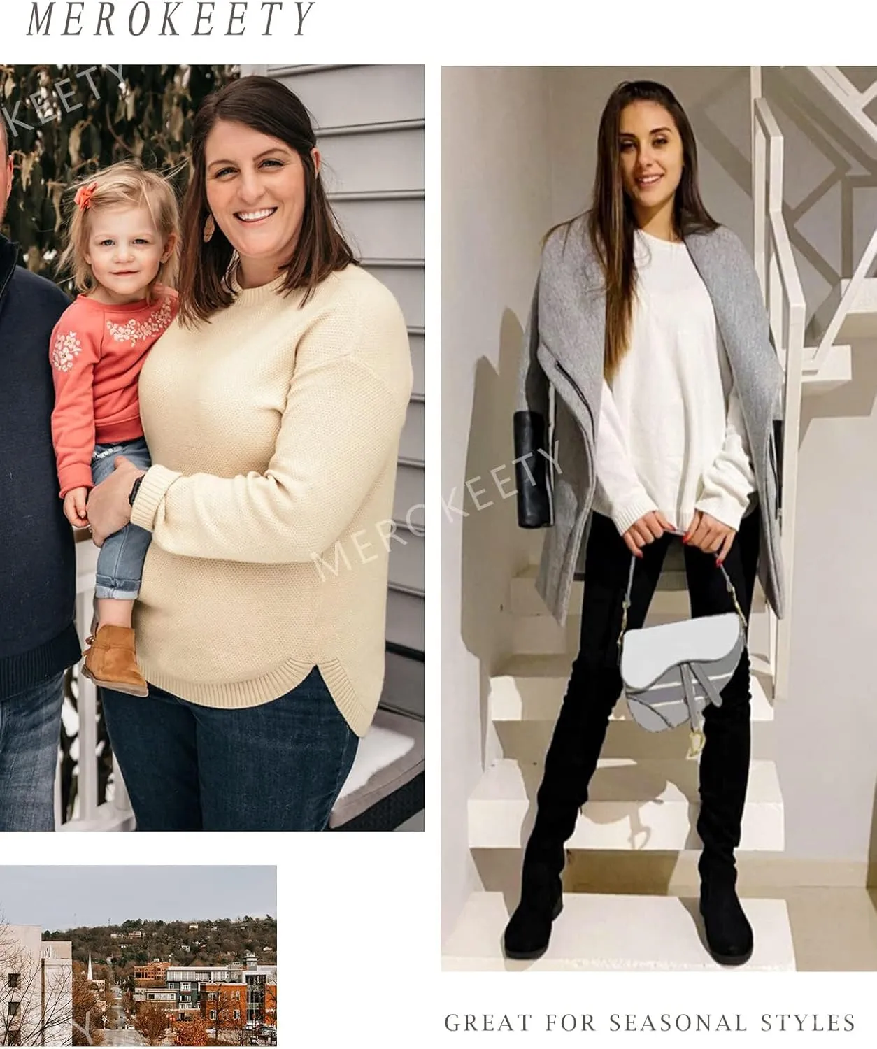 MEROKEETY Women's 2025 Fall Long Balloon Sleeve Crew Neck Sweater Tops Waffle Knit Soft Pullover Jumper