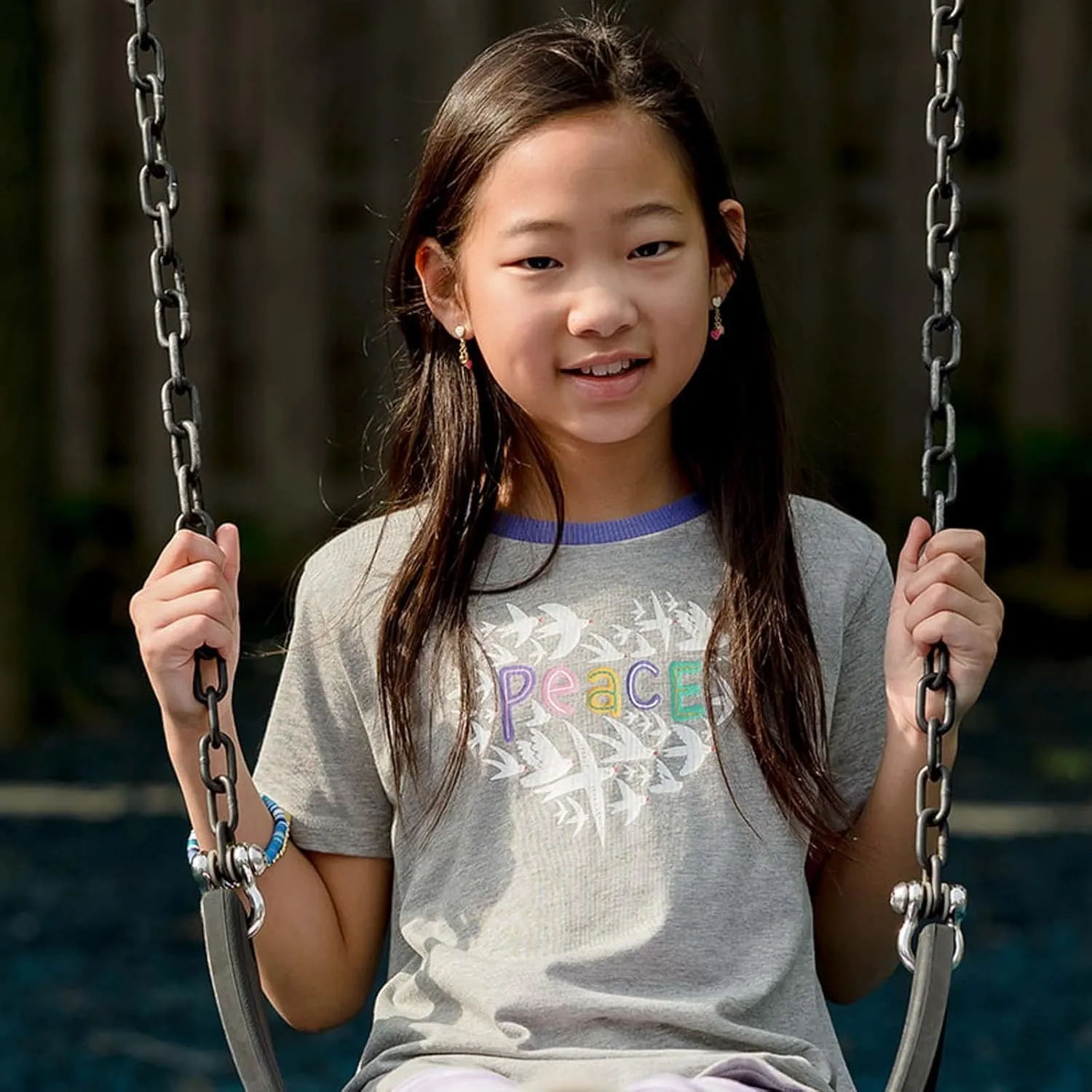 Mightly Girls' Crewneck Short Sleeve T Shirts | 100% Organic Cotton, Colorful Casual Clothes, Soft & Basic Crewneck Tee