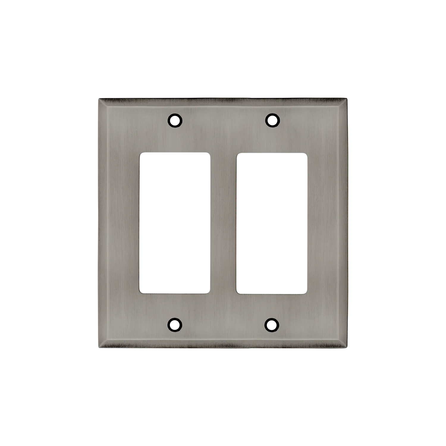 New York Switch Plate with Double Rocker in Antique Pewter
