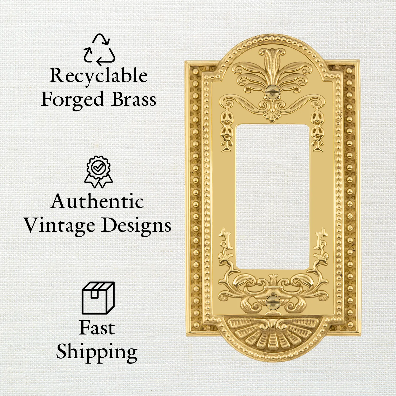 New York Switch Plate with Single Toggle in Unlacquered Brass