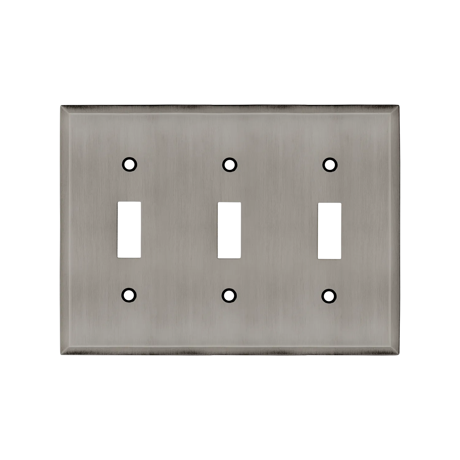 New York Switch Plate with Triple Toggle in Antique Pewter