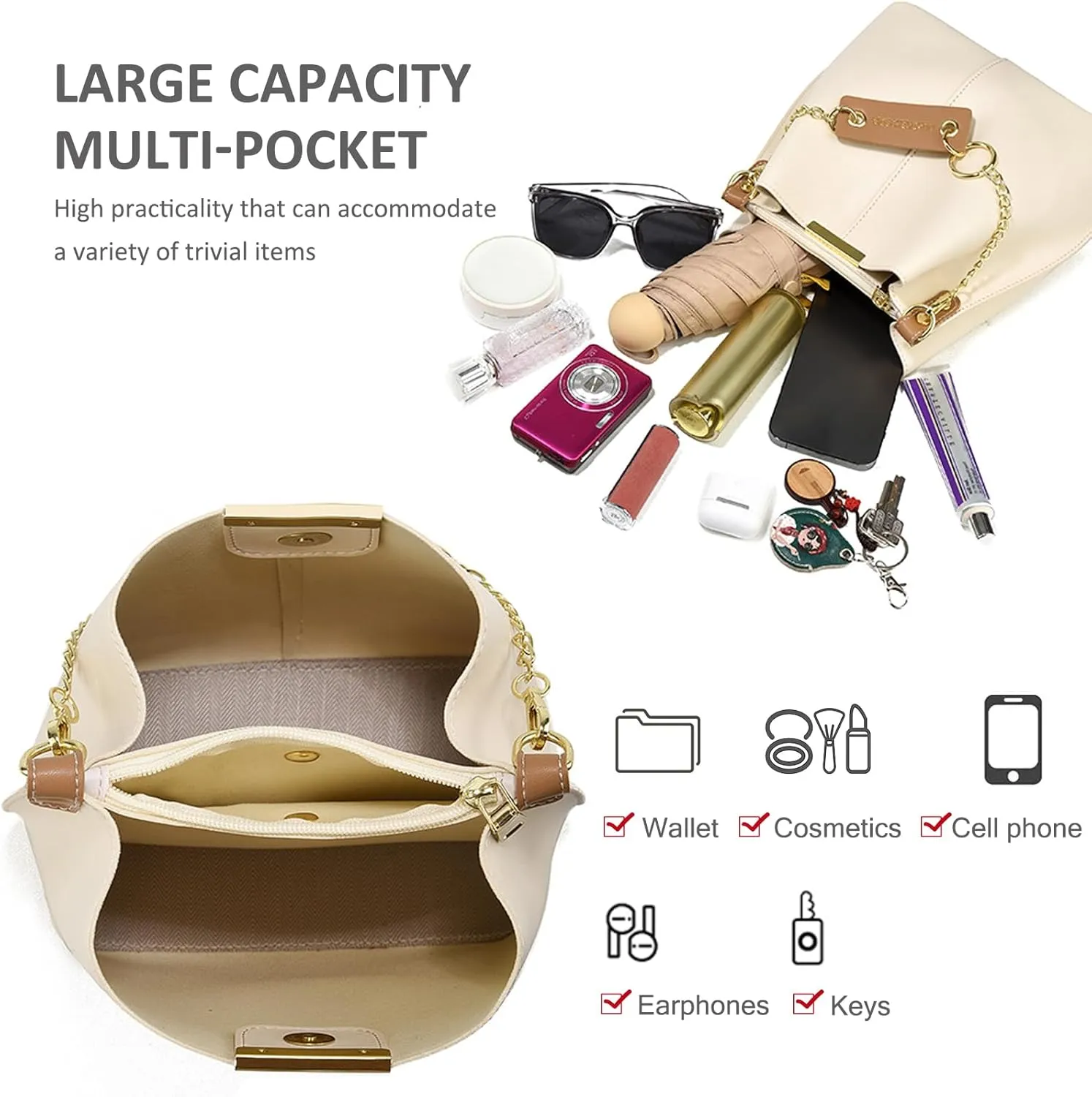 NICOLE & DORIS Women Handbags Crossbody Bag Ladies Bucket Bag Small Top Handle Bag Shoulder Bag
