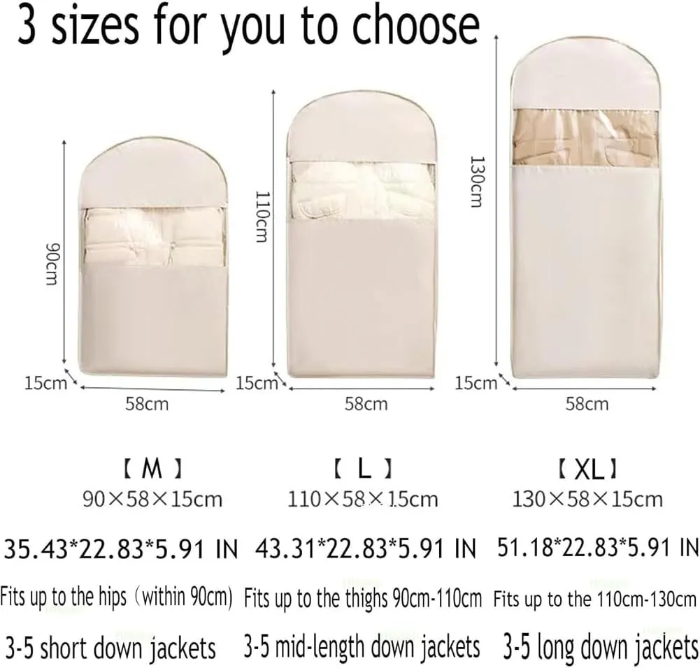 Otherwise Garment Bag,Space Saving Hanging Garment Bag with Self Compression Zipper, Dust Cover Clothes Bags for Down Coat, Space Saver Closet Organizers (Gray,M)