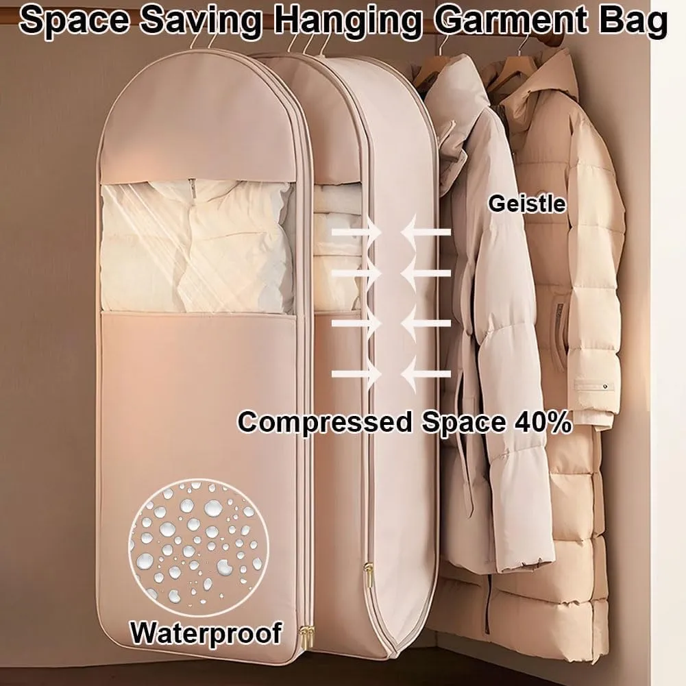Otherwise Garment Bag,Space Saving Hanging Garment Bag with Self Compression Zipper, Dust Cover Clothes Bags for Down Coat, Space Saver Closet Organizers (Gray,M)