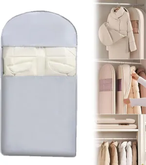 Otherwise Garment Bag,Space Saving Hanging Garment Bag with Self Compression Zipper, Dust Cover Clothes Bags for Down Coat, Space Saver Closet Organizers (Gray,M)