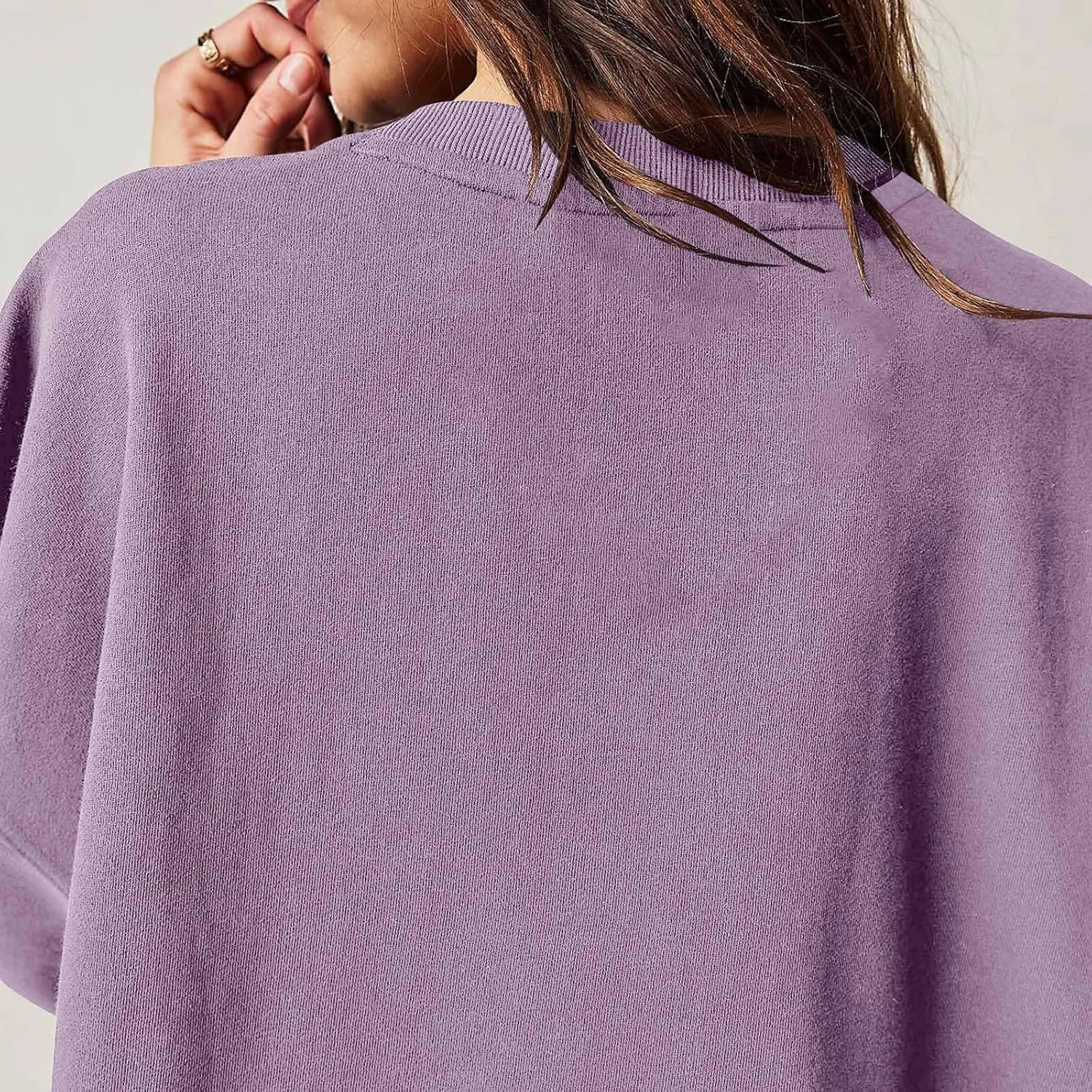 Oversized Sweatshirt Dress for Women Long Sleeve Patchwork Crewneck Pullover Loose Flowy Pleated Tops Mini Dress