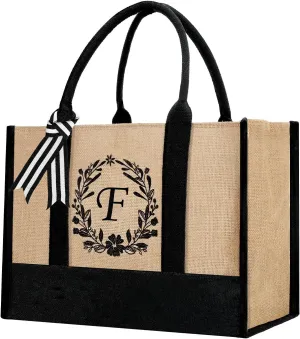 Personalized Jute Letter Tote Bag for Women Mothers Day Gifts for Mom Christmas Birthday Gift for Woman Friends
