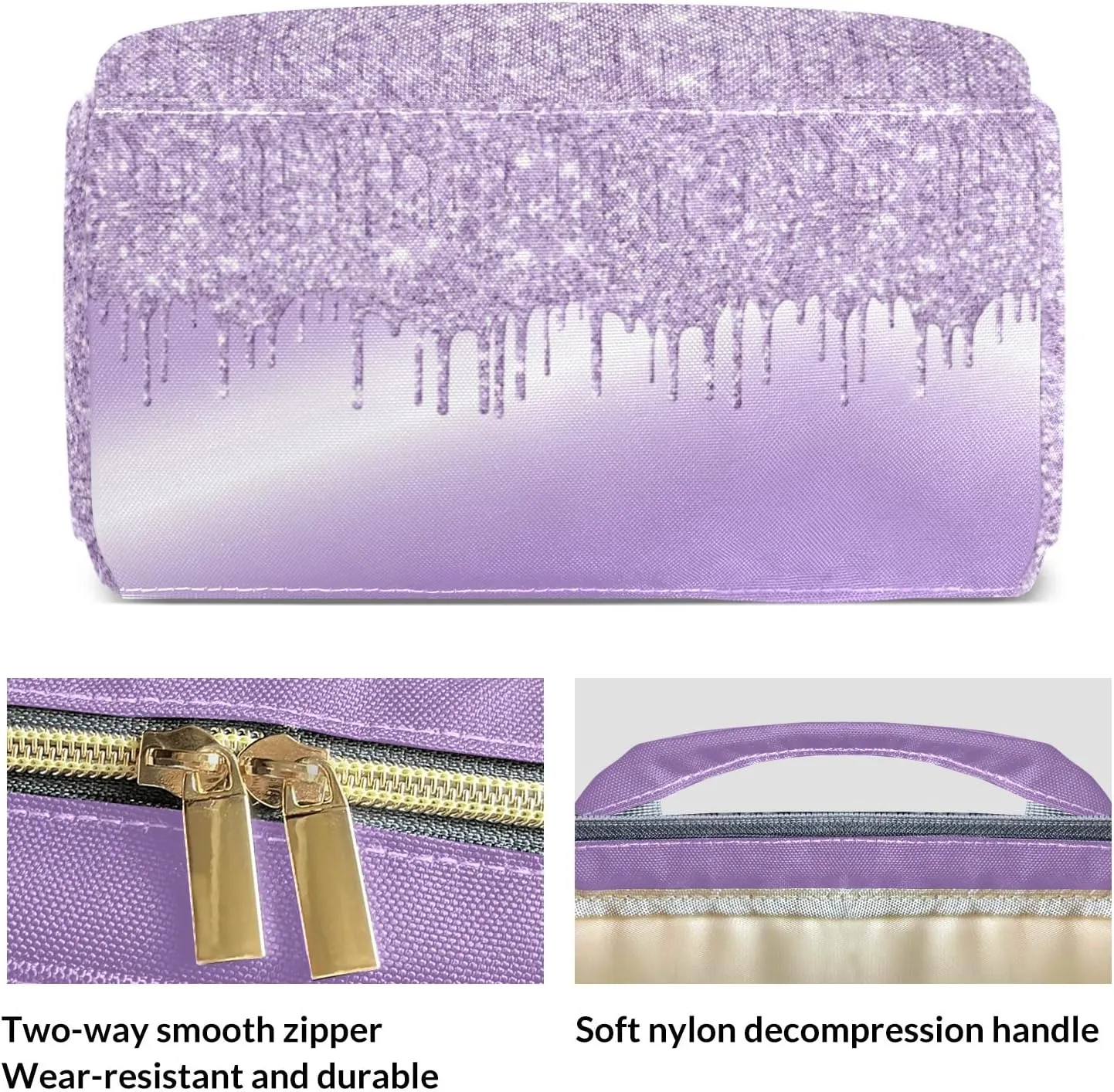Personalized Purple Bling Glitter Print Diaper Bags Backpack with Name Mummy Nursing Bags Gifts for Mom Dad