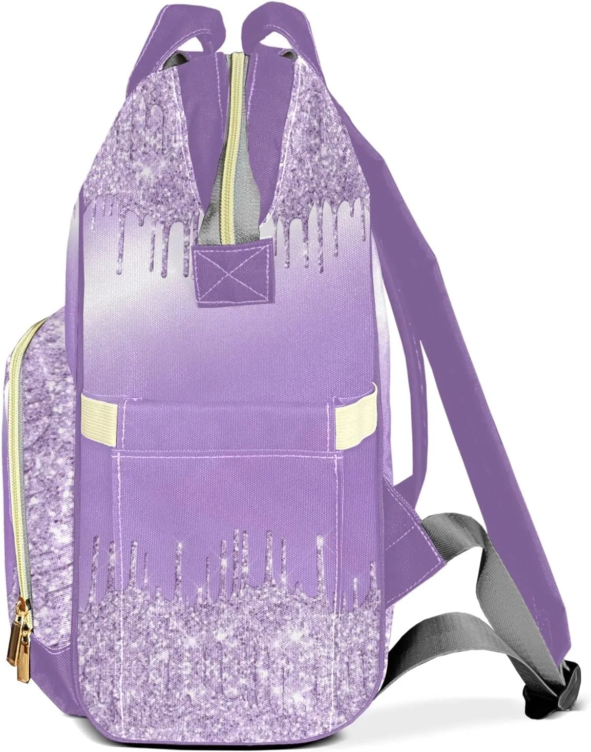 Personalized Purple Bling Glitter Print Diaper Bags Backpack with Name Mummy Nursing Bags Gifts for Mom Dad