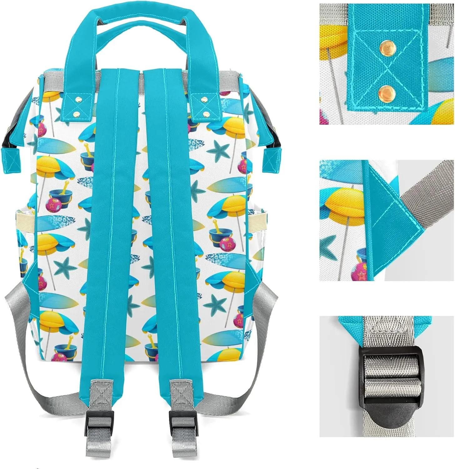 Personalized Surfboard Starfish Diaper Bags Backpack with Name Mummy Nursing Bags Gifts for Mom Dad