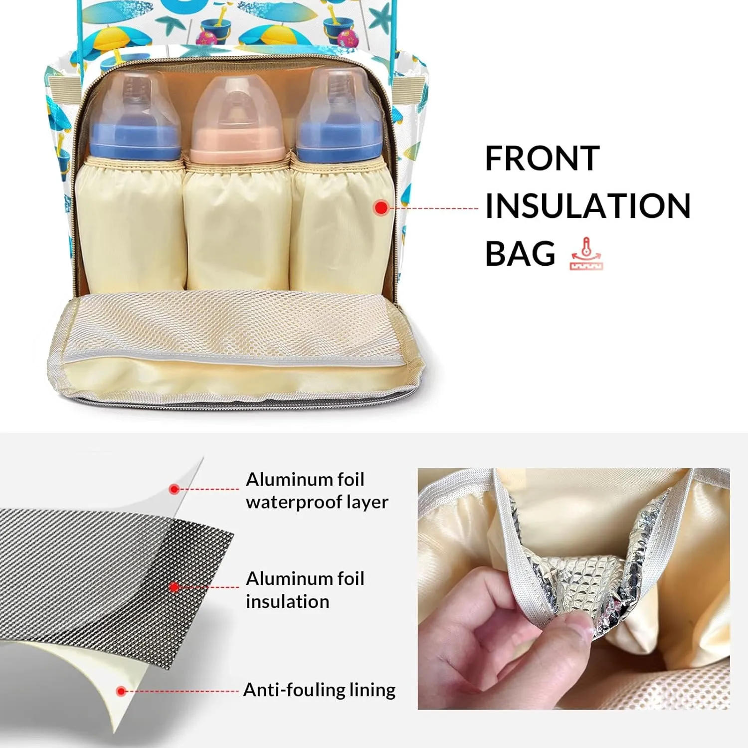 Personalized Surfboard Starfish Diaper Bags Backpack with Name Mummy Nursing Bags Gifts for Mom Dad