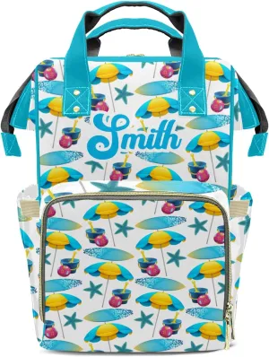 Personalized Surfboard Starfish Diaper Bags Backpack with Name Mummy Nursing Bags Gifts for Mom Dad