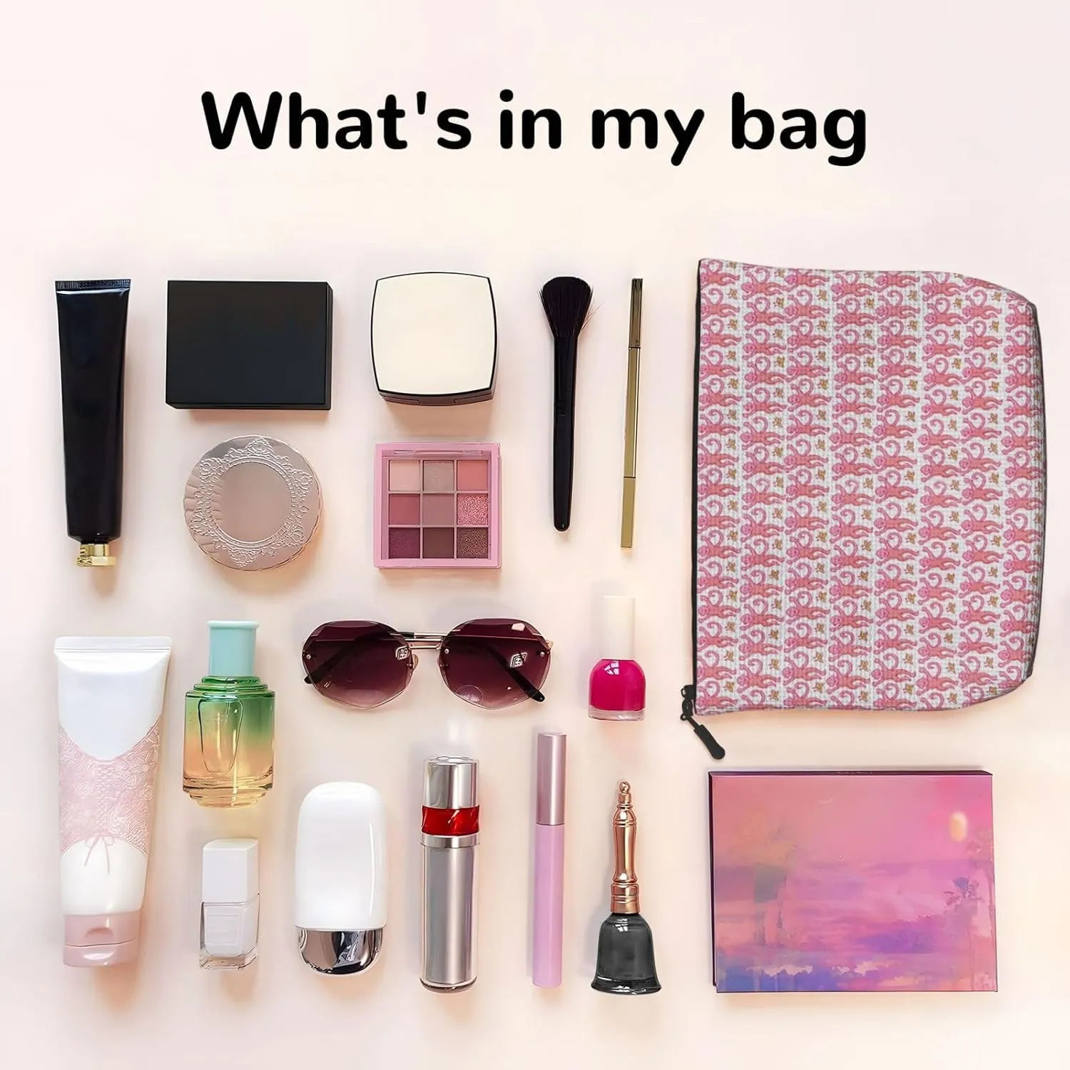 Pink Rabbit Monkeys Makeup Bag Travel Cosmetic Bags For Women Portable Pouch For Purse Zipper Toiletry Accessories Storage Bag